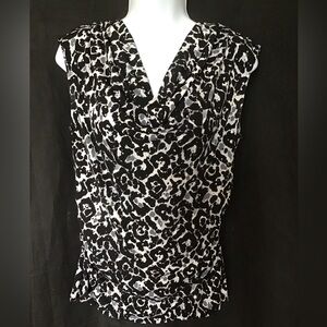 Style & Co. Black and White Ruched Blouse